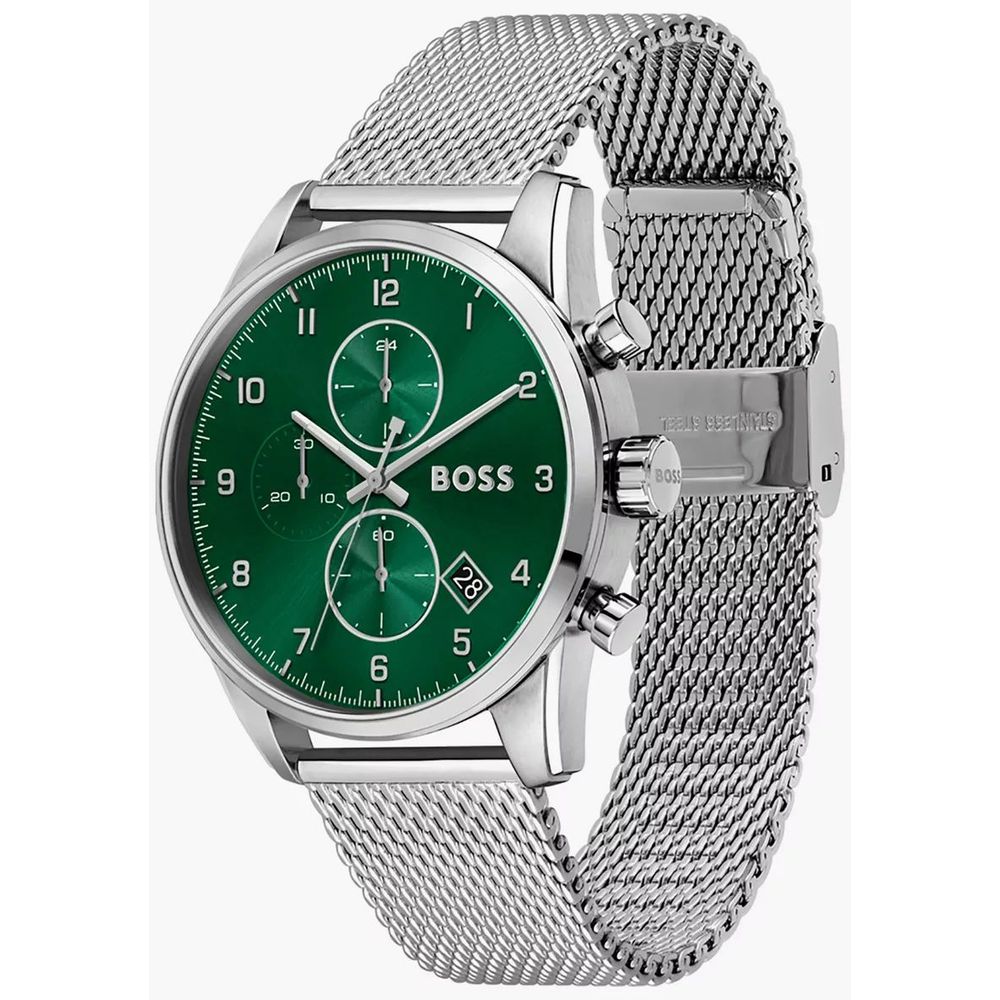 Montre argentée Quartz cadran vert