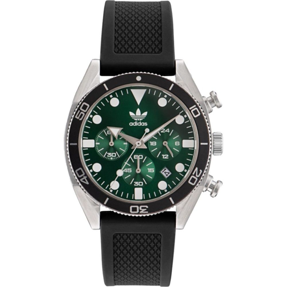 Montre noire Weide édition deux calendrier chronographe verte