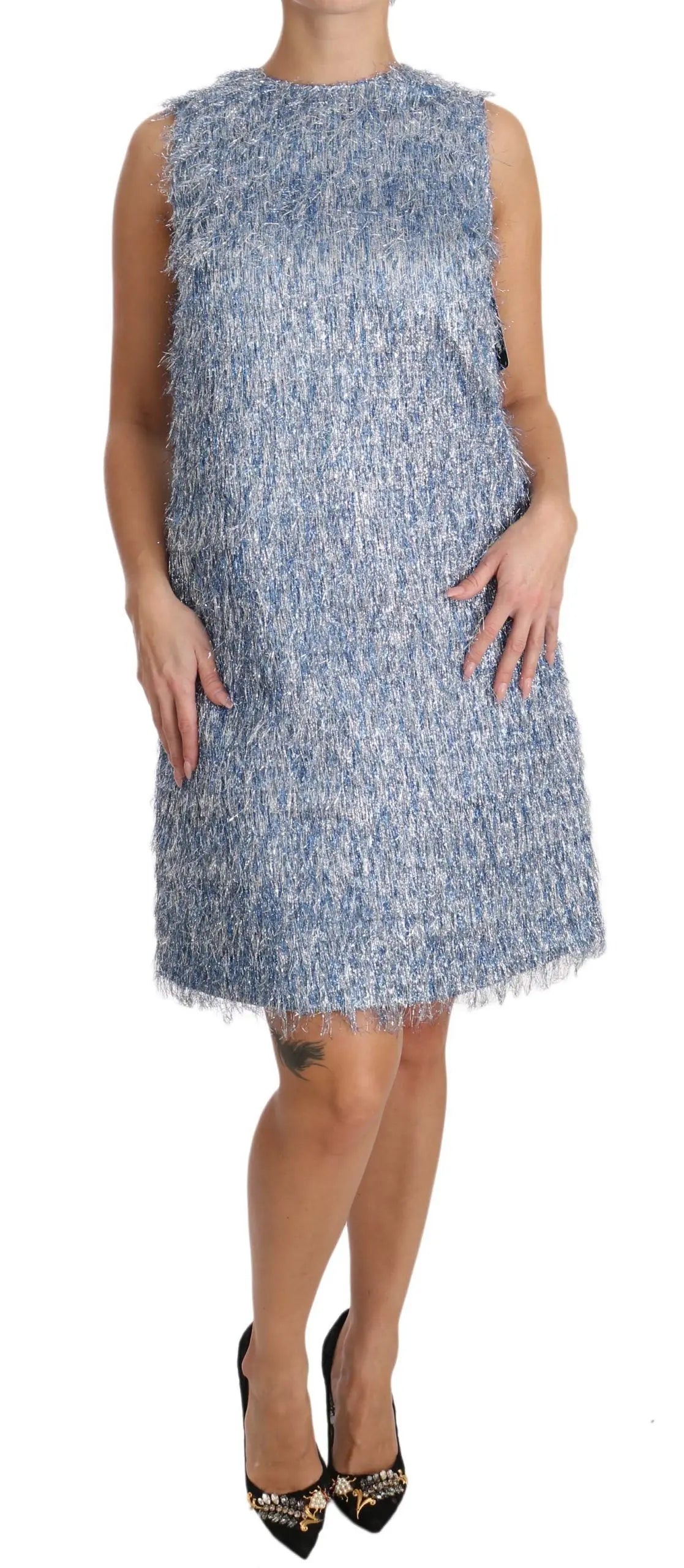 Robe Dolce & Gabbana Fringe bleue Dolce & Gabbana
