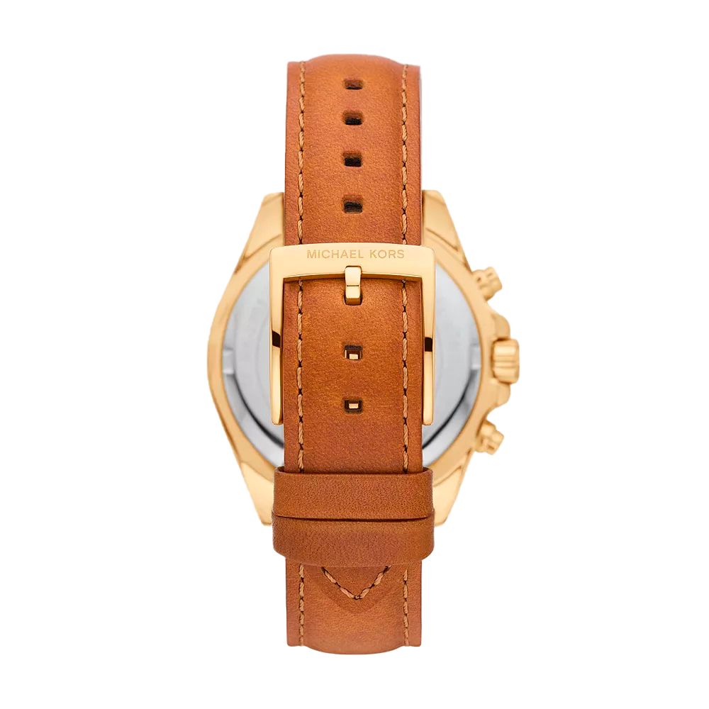Montre dorée cuir marron blanche