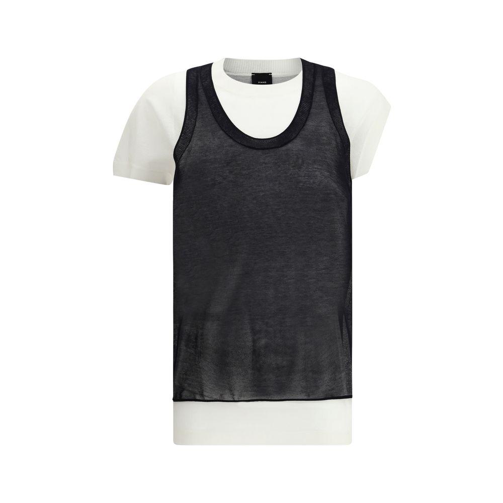 T-shirt Pinko à manches inégales rose