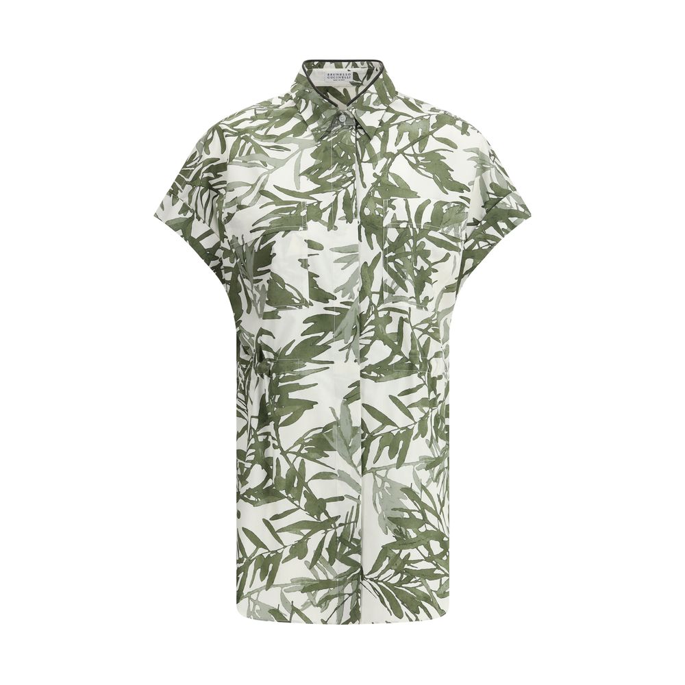Chemise Brunello Cucinelli à imprimé feuilles multicolore