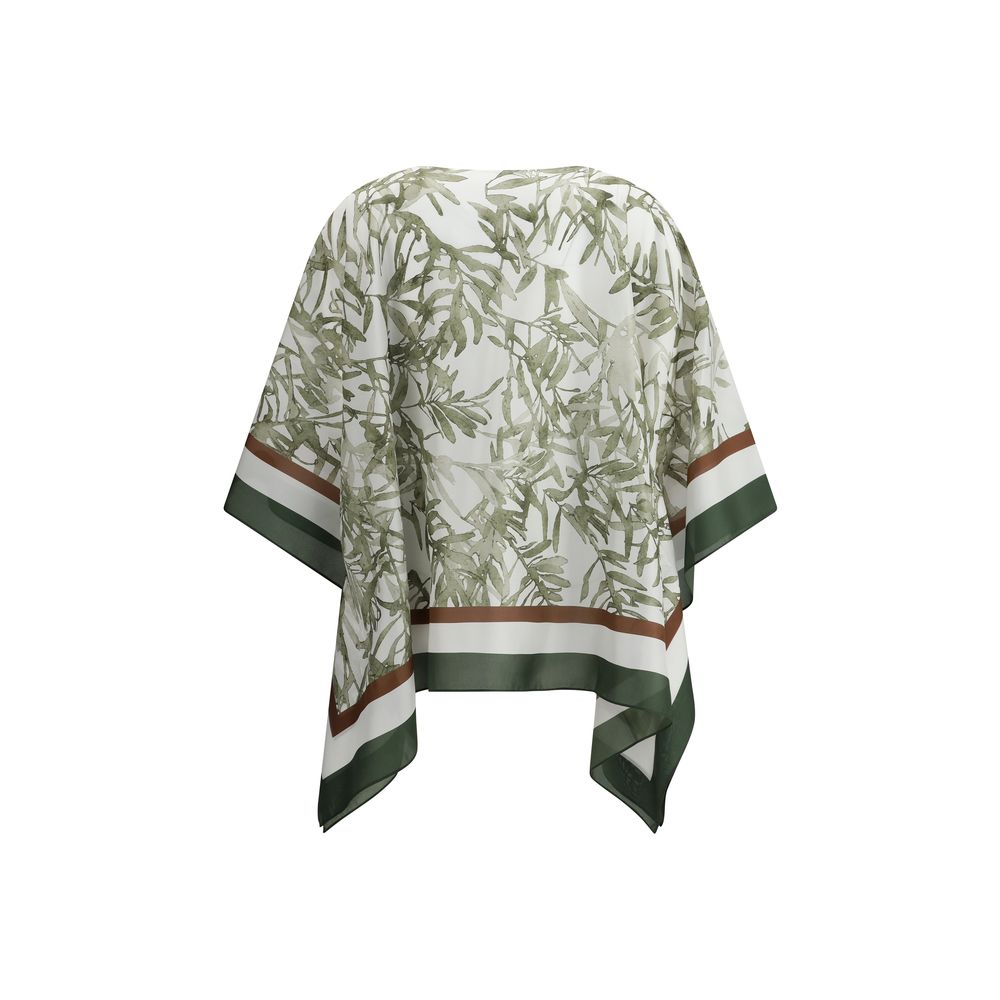 Blouse Brunello Cucinelli en soie imprimée feuilles naturelles
