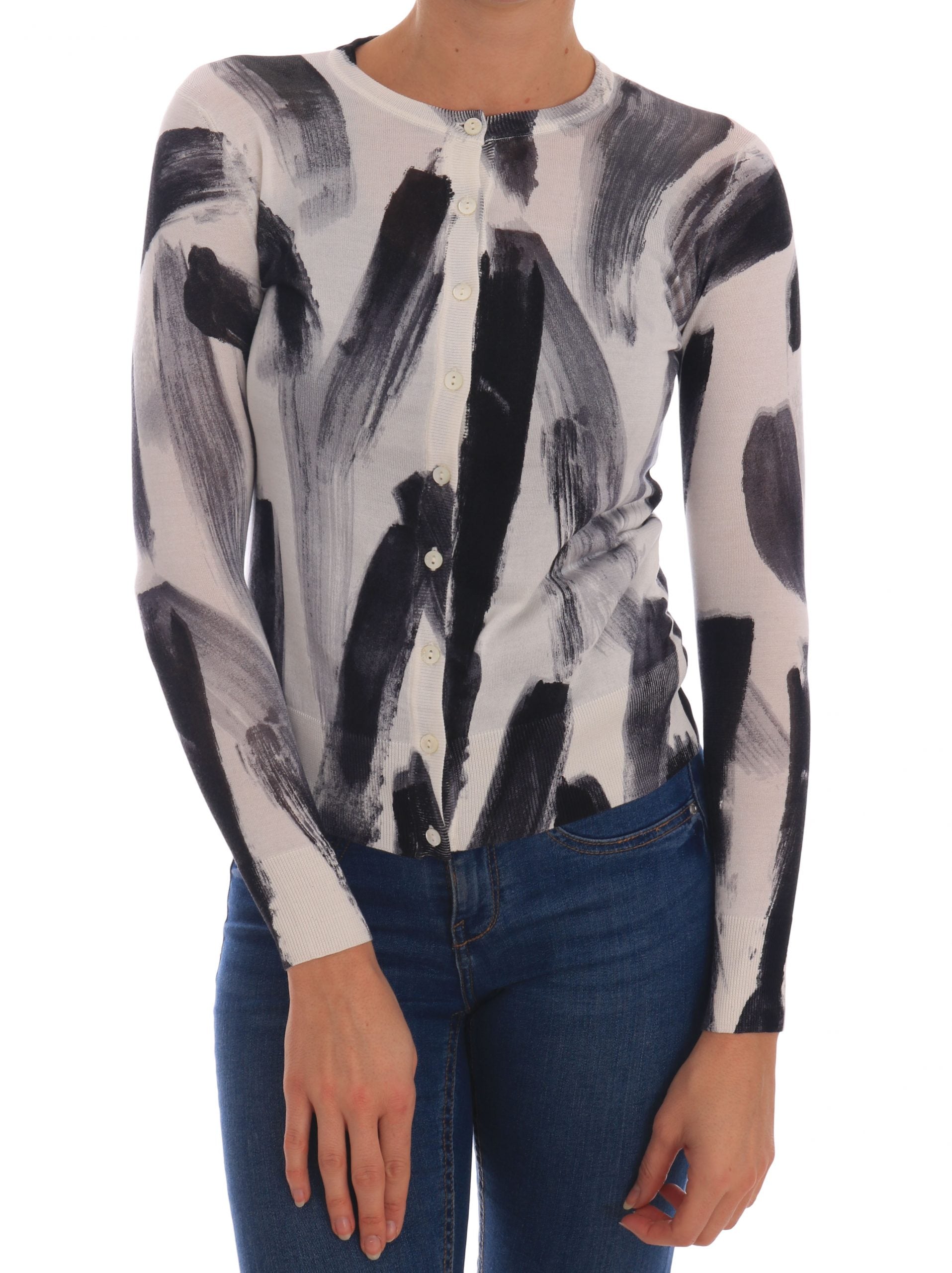 Cardigan Dolce & Gabbana léger blanc avec motif noir