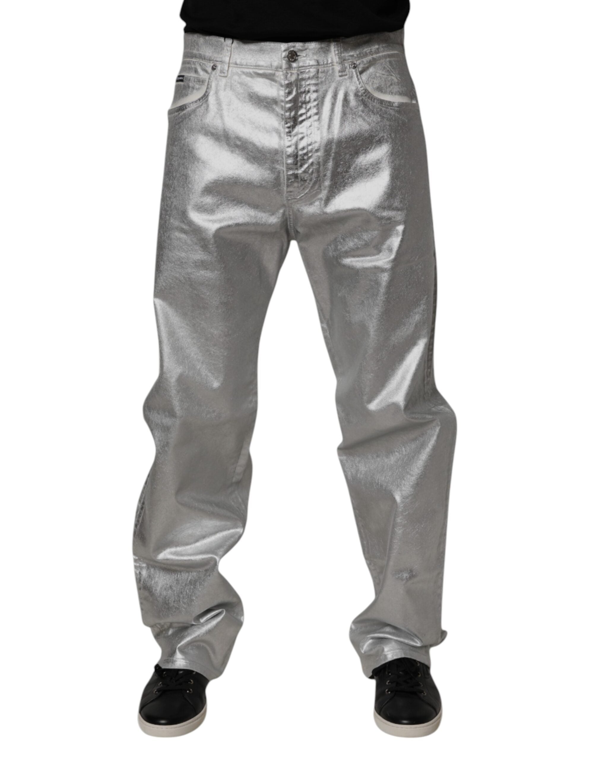 Jeans Dolce & Gabbana argent métallisé