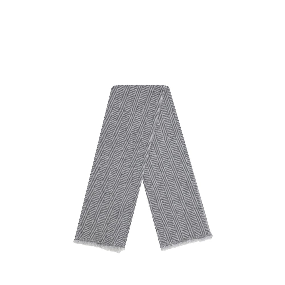 Écharpe Brunello Cucinelli herringbone grise