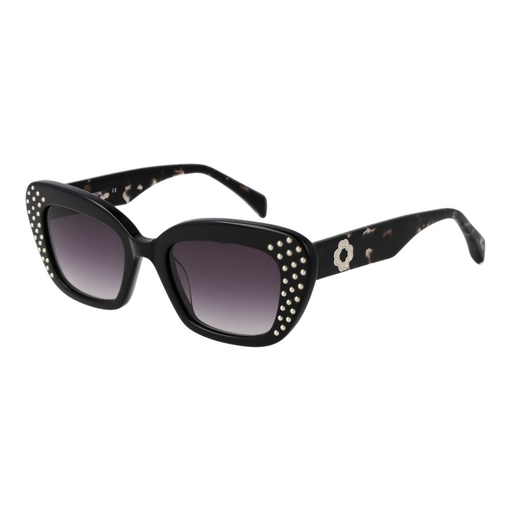 Lunettes de soleil noires à rayures violettes