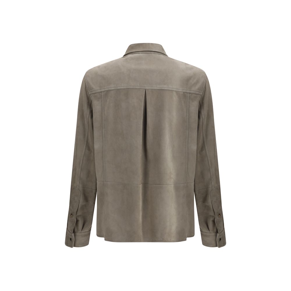 Chemise Brunello Cucinelli en cuir taupe