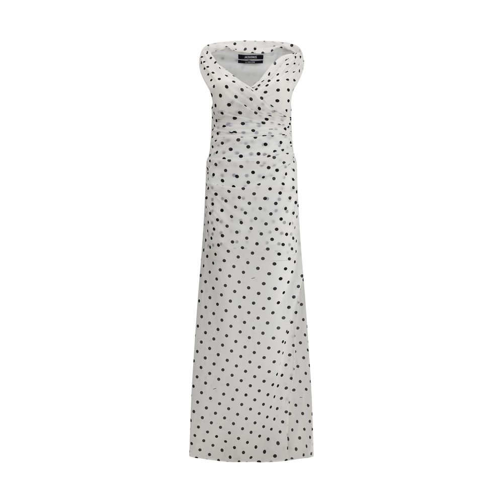 Robe longue Jacquemus Rita pois noirs et blancs