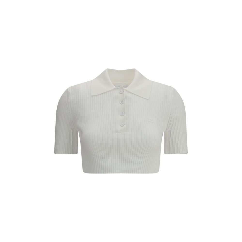 Polo Courrèges cropped blanc