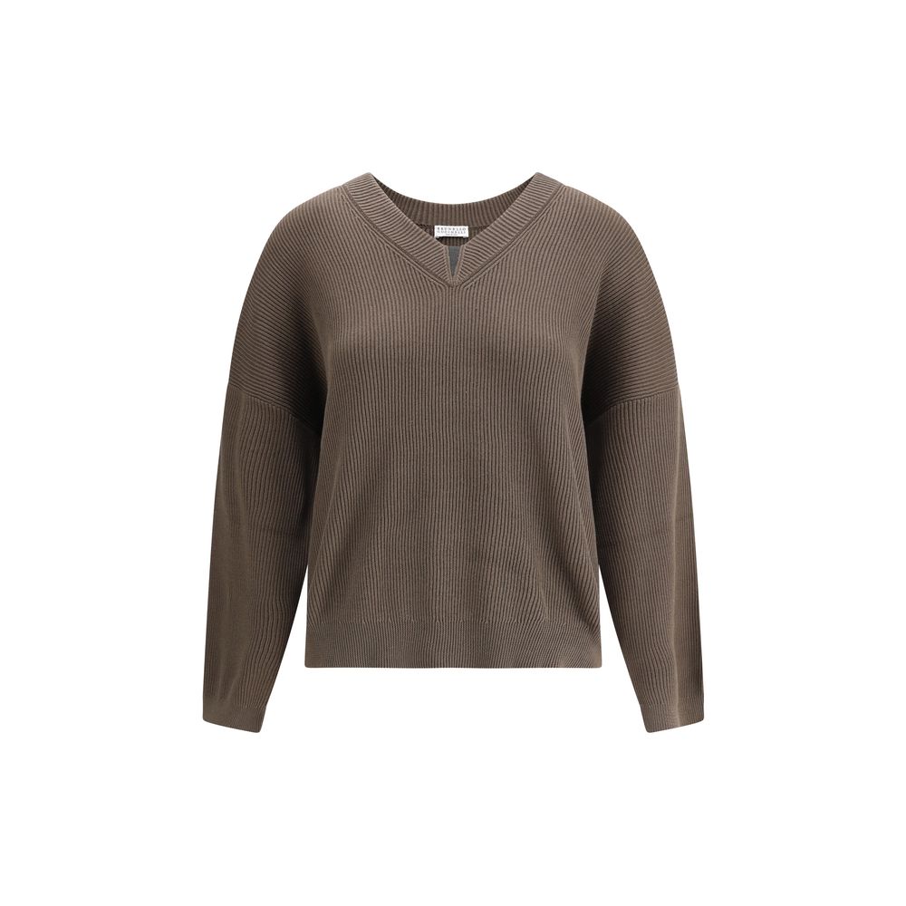Pull Brunello Cucinelli V-neck blanc