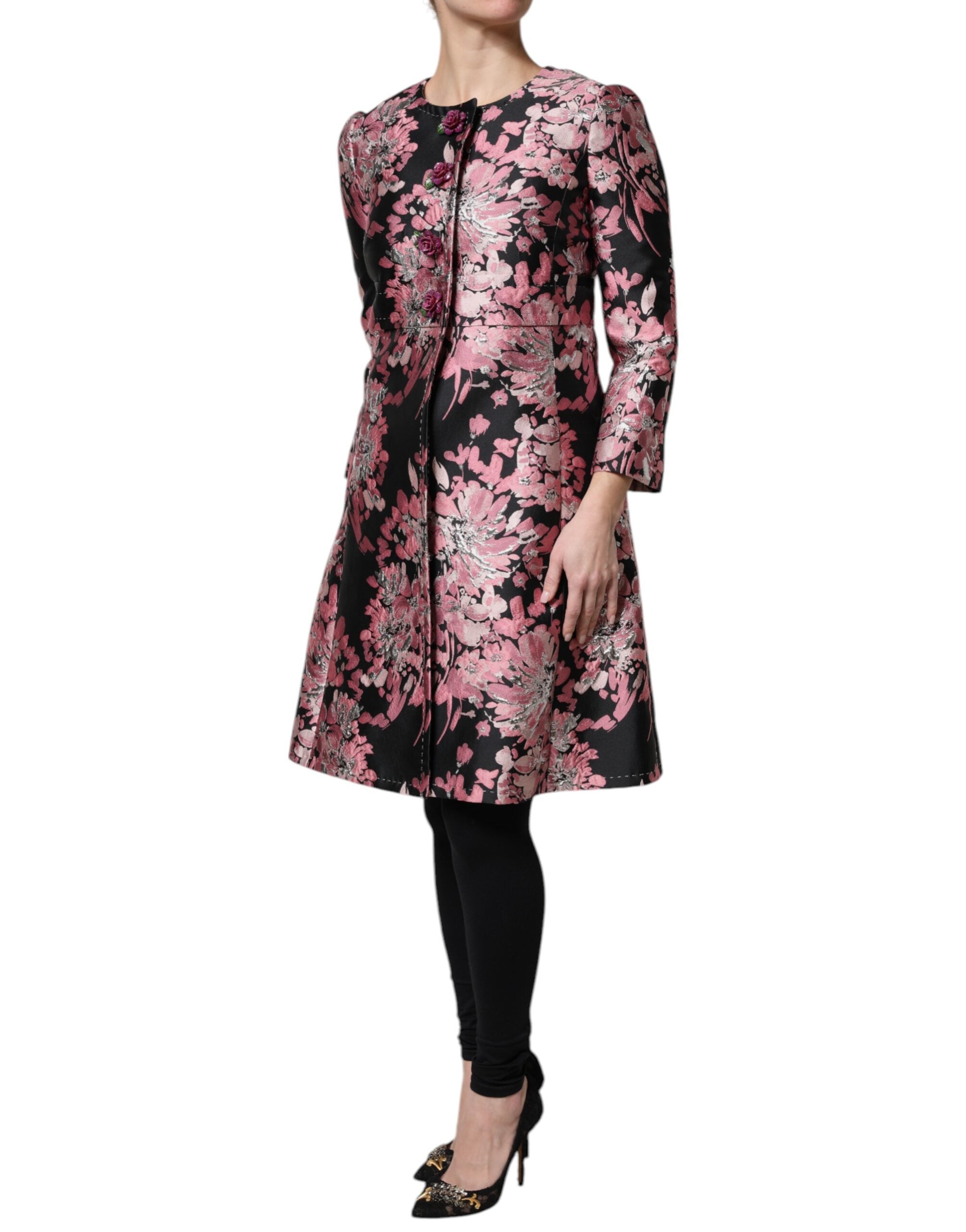 Trench-coat Dolce & Gabbana floral rose noir