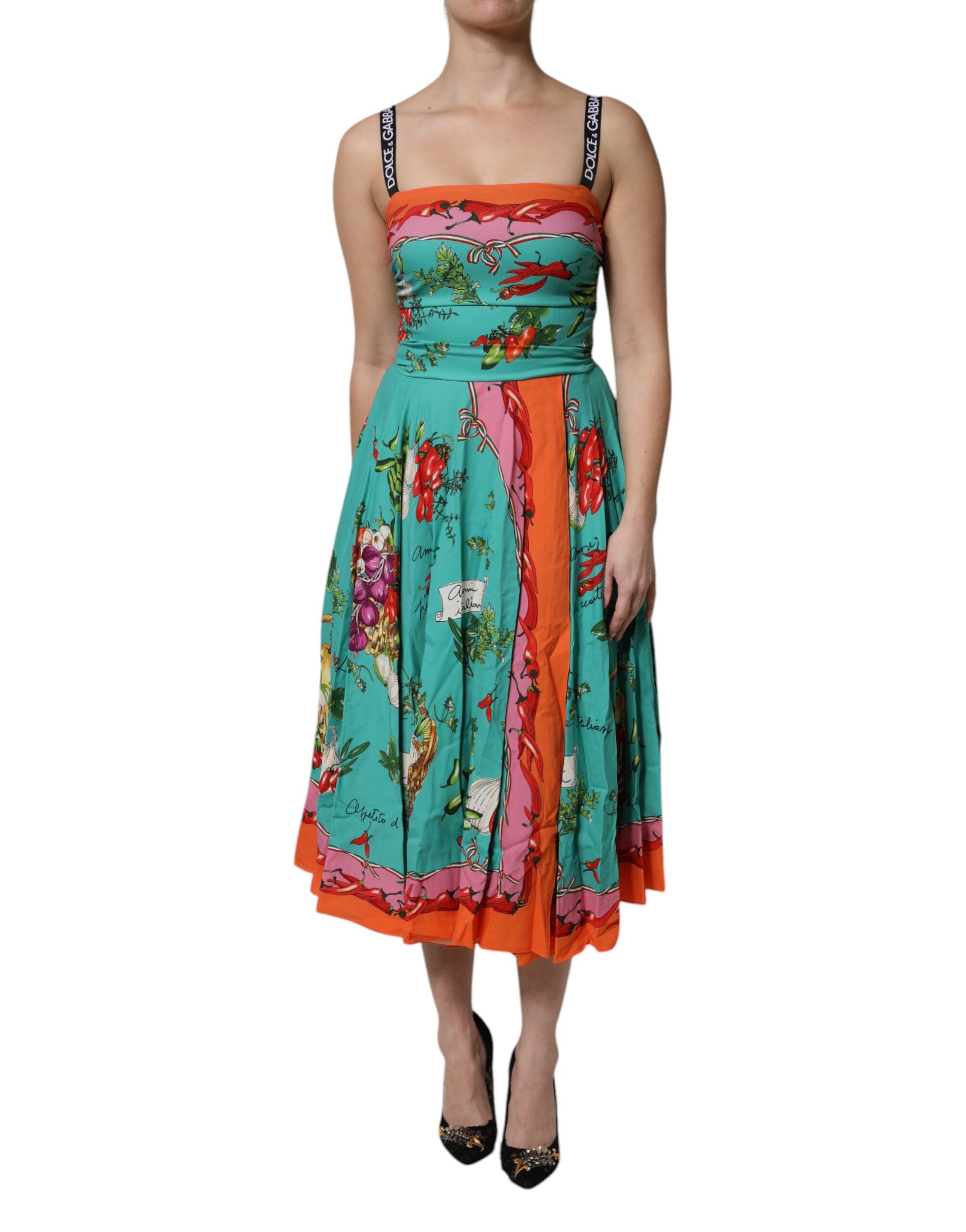Robe midi Dolce & Gabbana imprimée végétale multicolore
