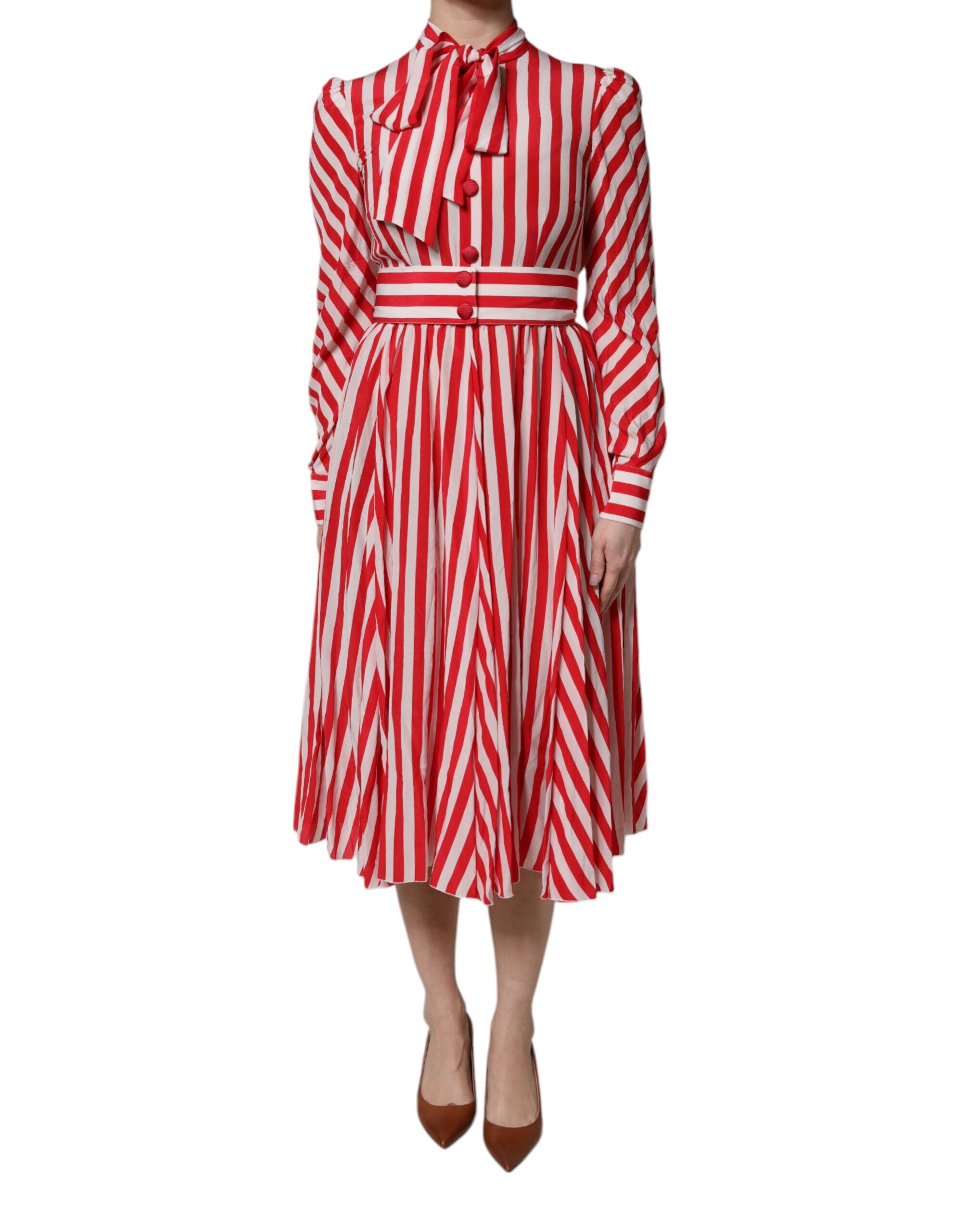 Robe Dolce & Gabbana midi rayée blanche et rouge