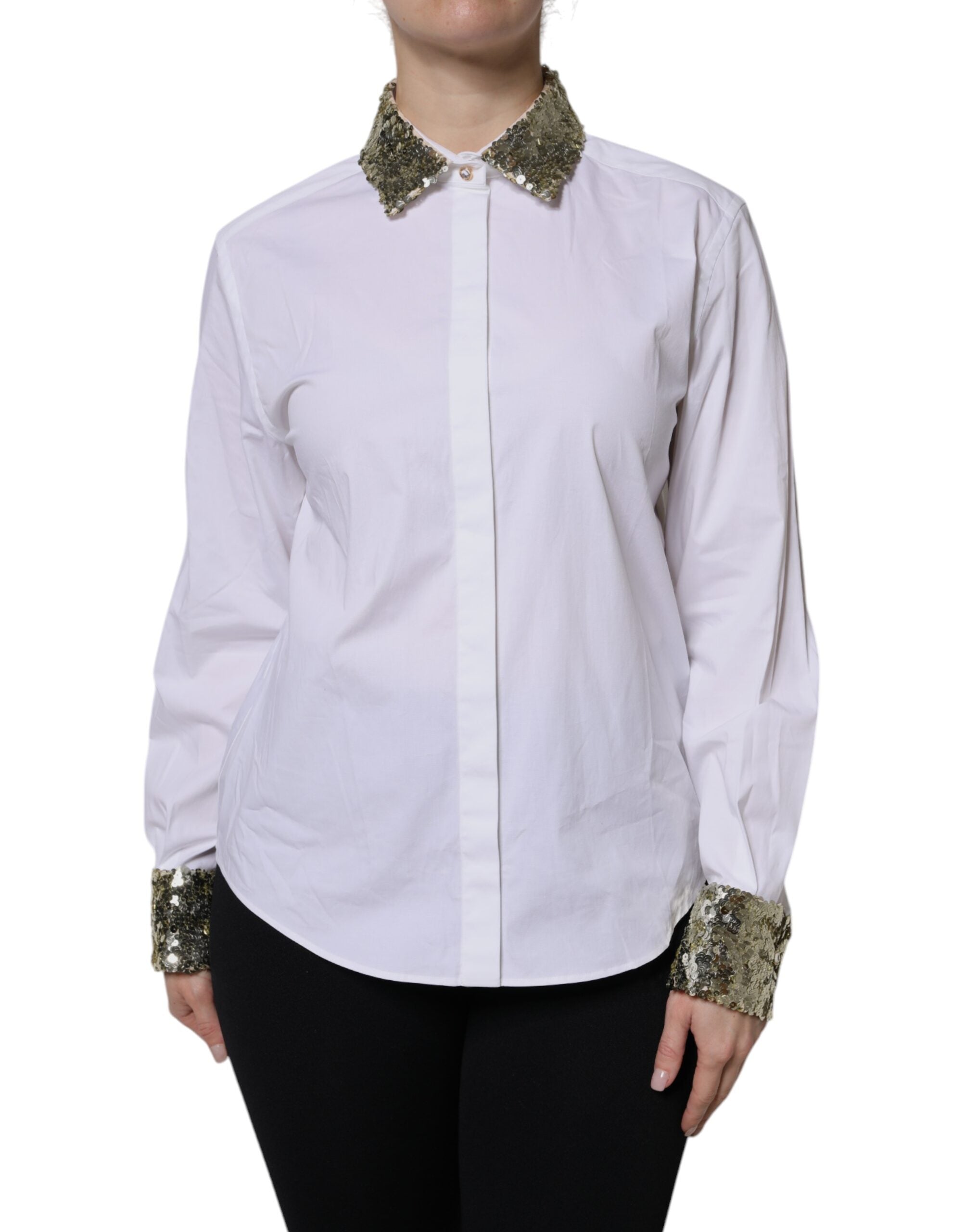 Chemise Dolce & Gabbana à sequins blanche