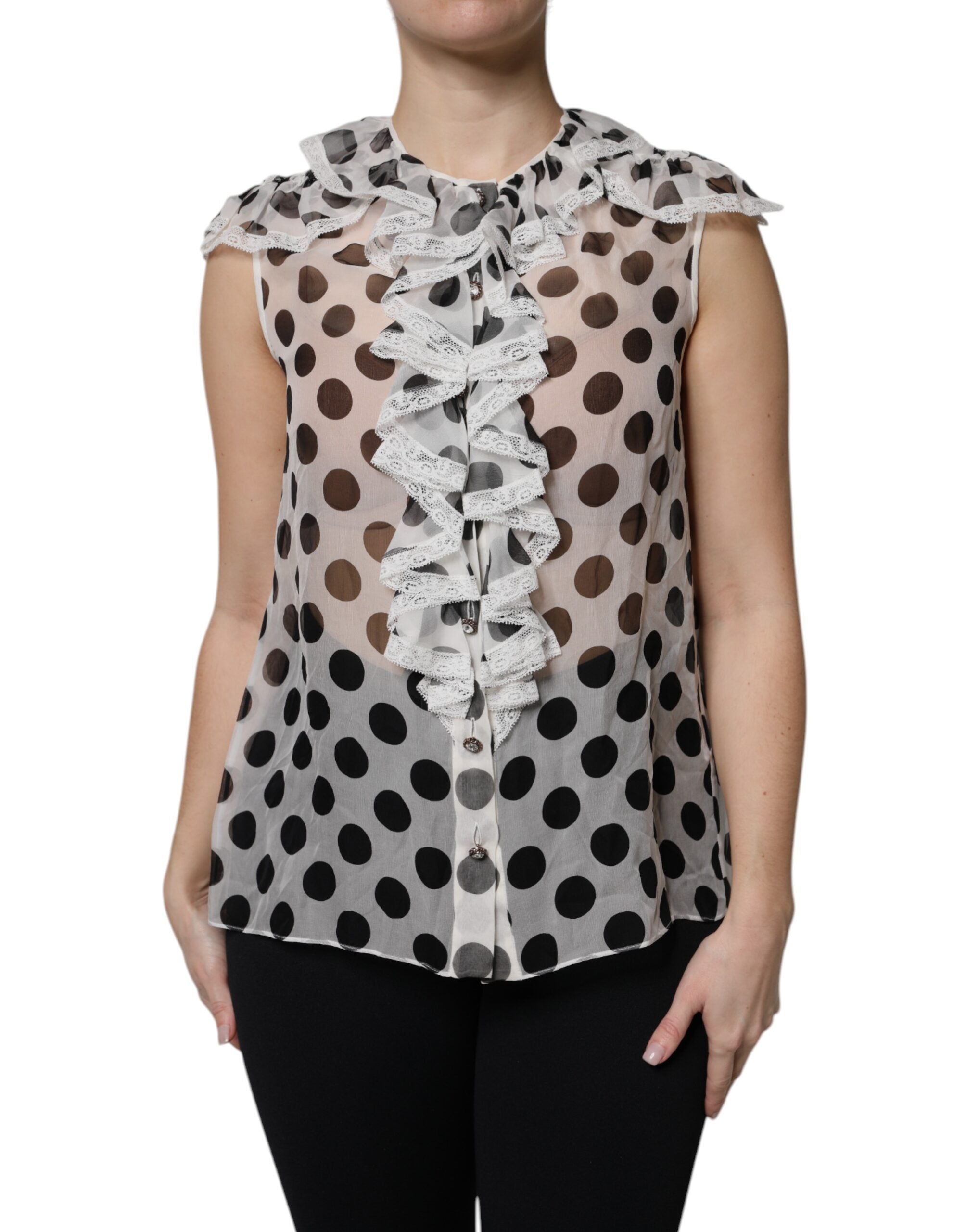 Blouse Dolce & Gabbana sans manches blanche noire