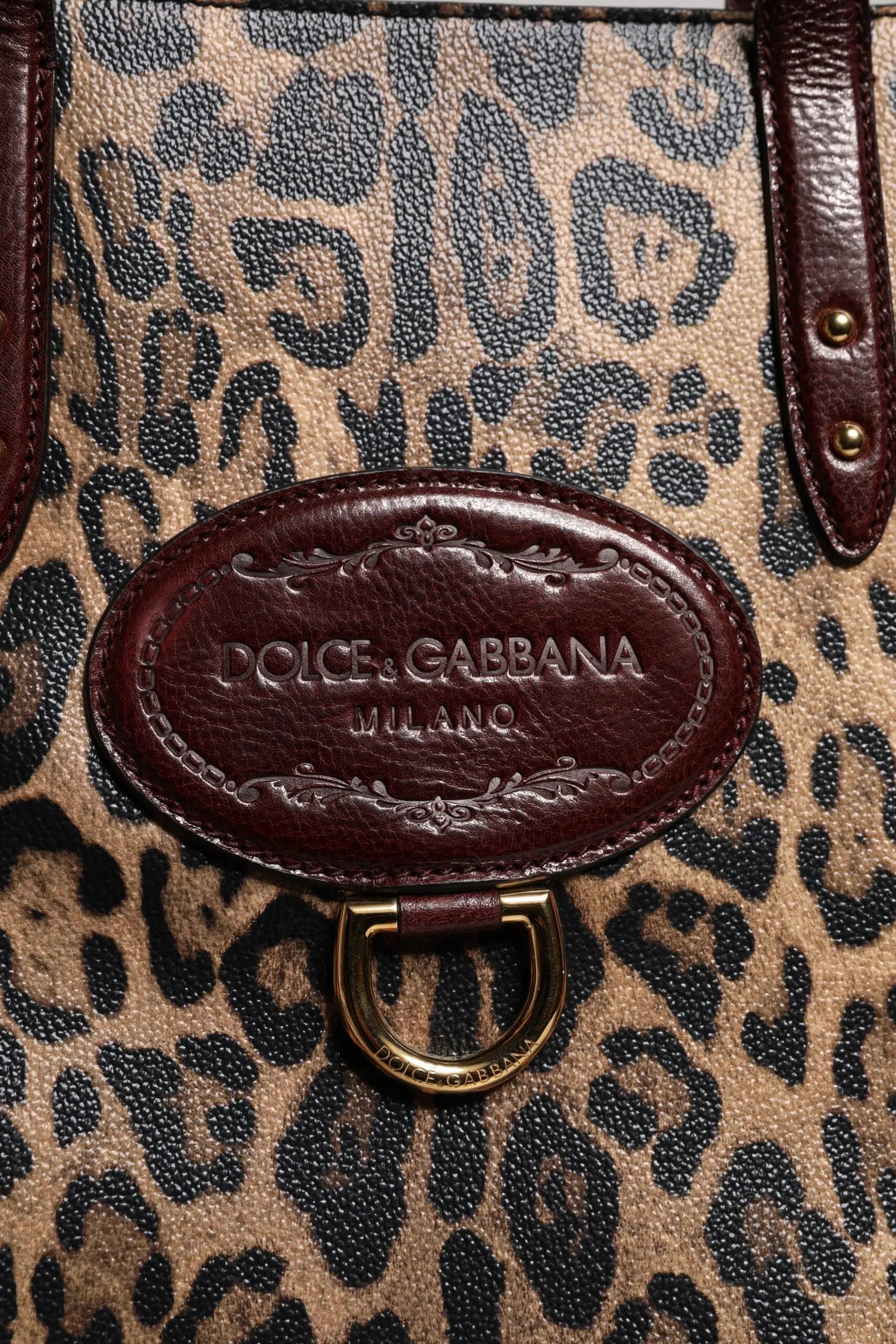 Sac tote Dolce & Gabbana leopard brun Dolce & Gabbana