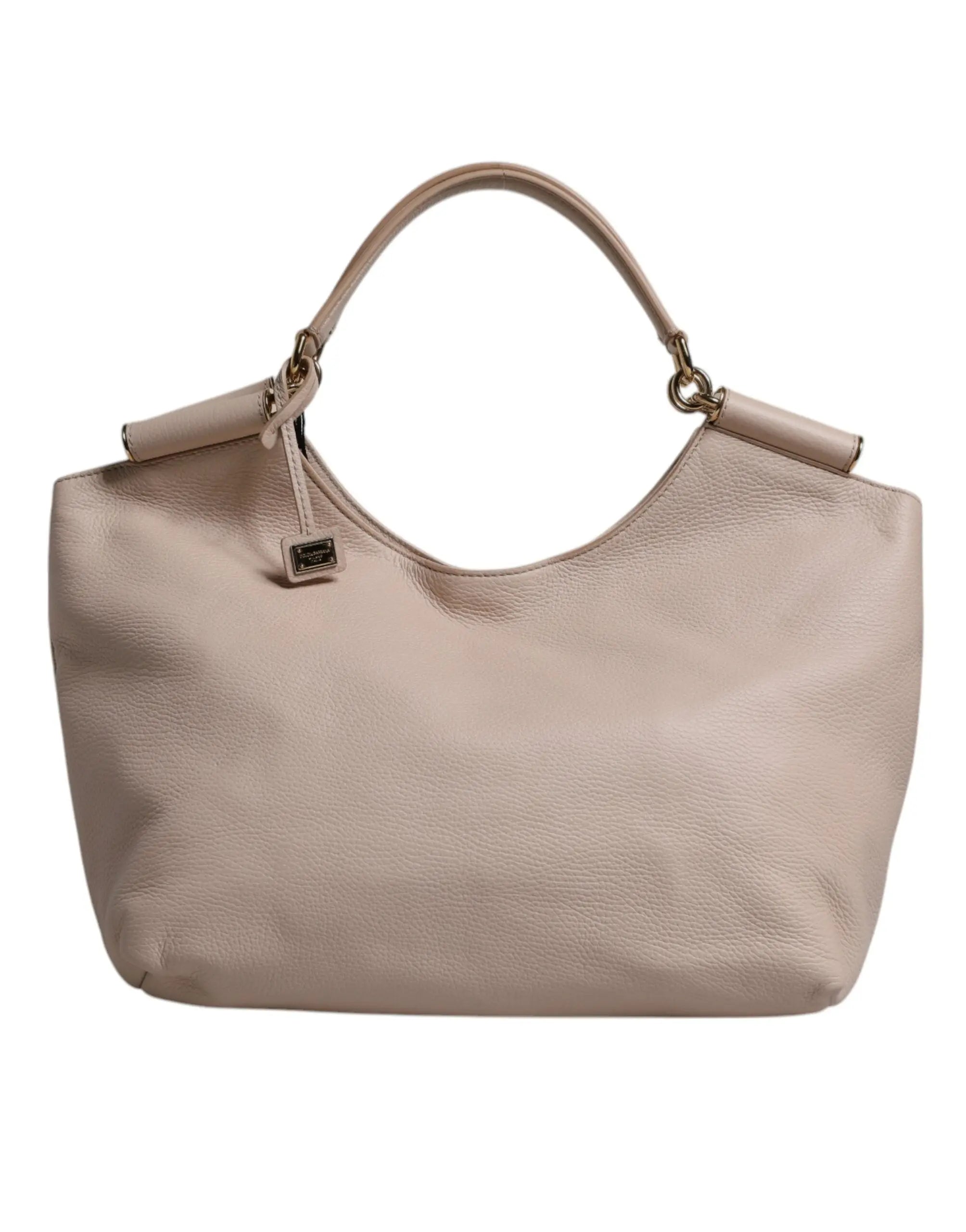 Light Pink Deer Leather Logo Plaque Tote Top Handle Bag Dolce & Gabbana