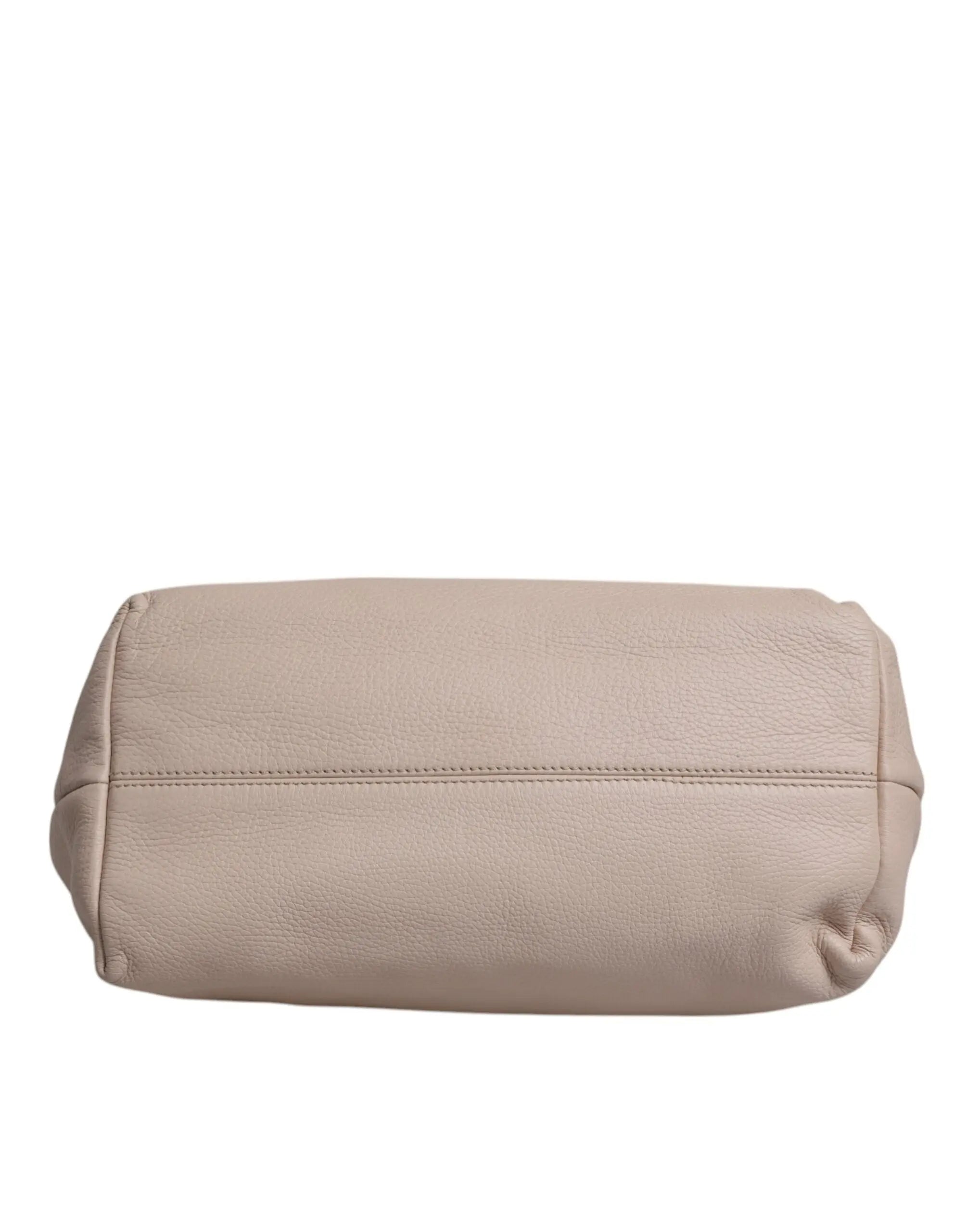 Light Pink Deer Leather Logo Plaque Tote Top Handle Bag Dolce & Gabbana