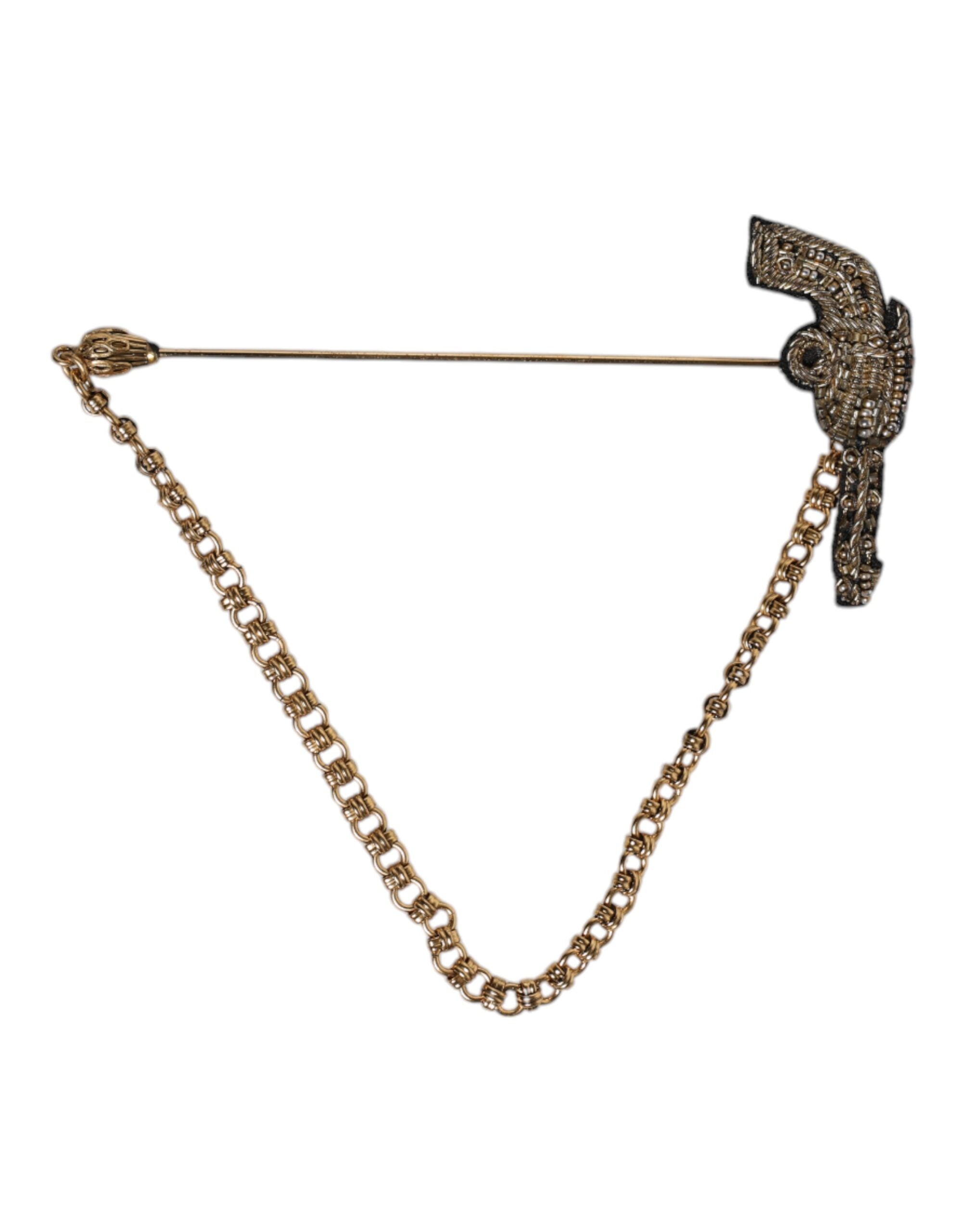 Broche Dolce & Gabbana Revolver noire et dorée