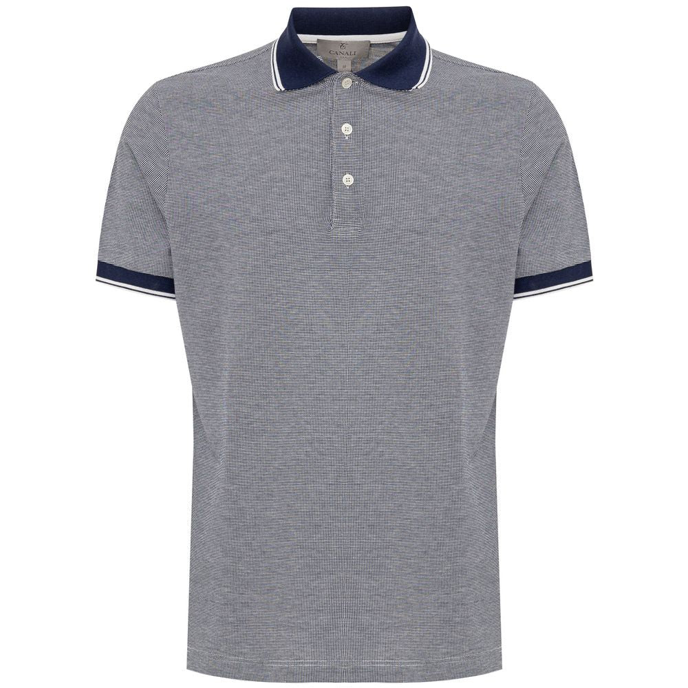 Polo Canali bleu col contrastant navy