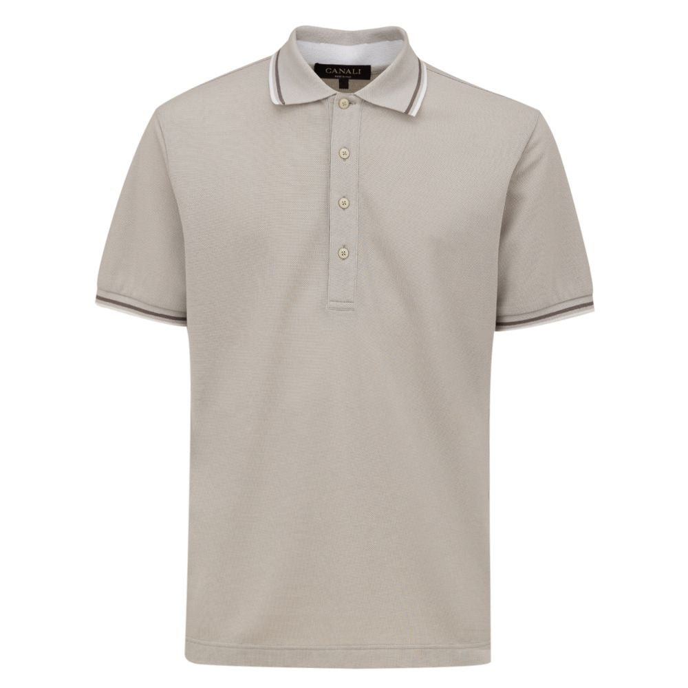Polo Canali gris avec piping blanc