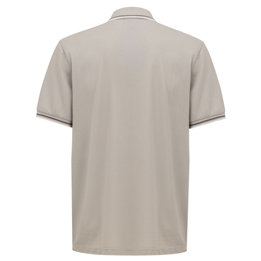 Polo Canali gris avec piping blanc