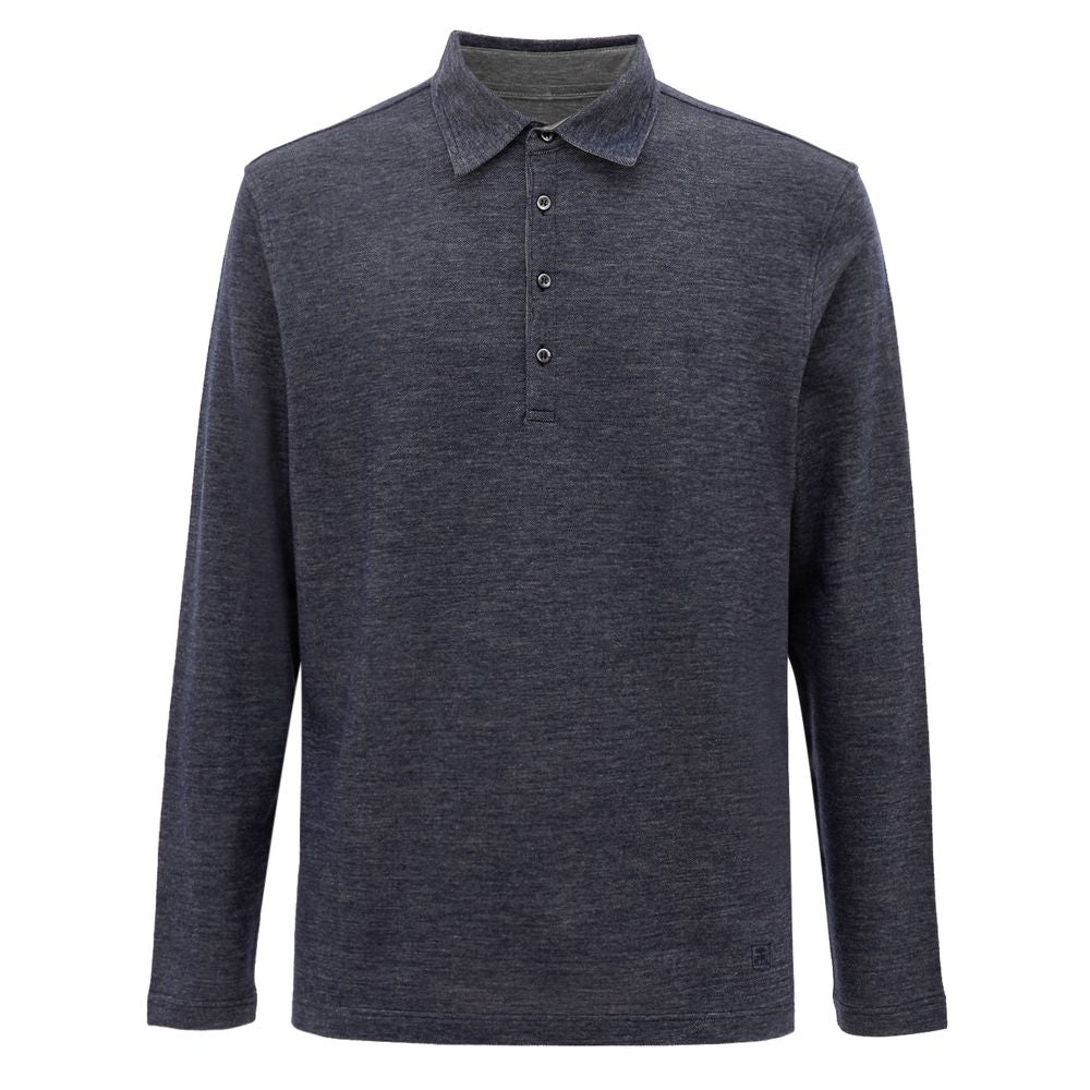Polo Corneliani à manches longues bleu
