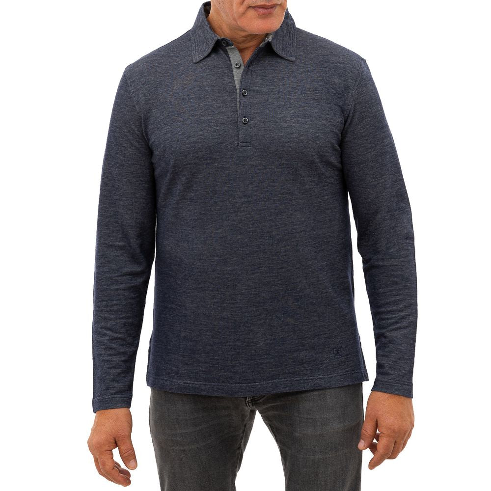 Polo Corneliani à manches longues bleu