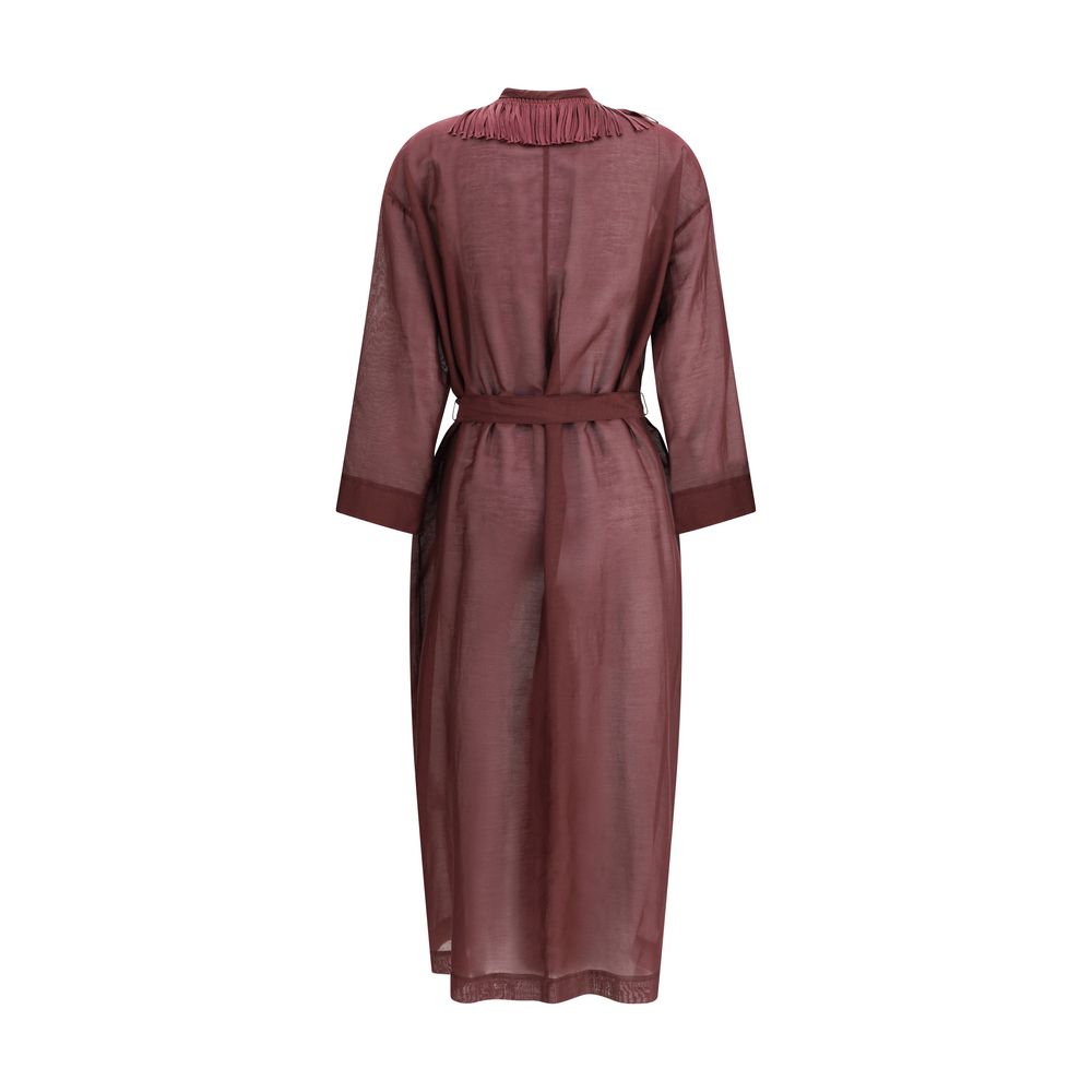 Robe forte_forte Fringed longue beige