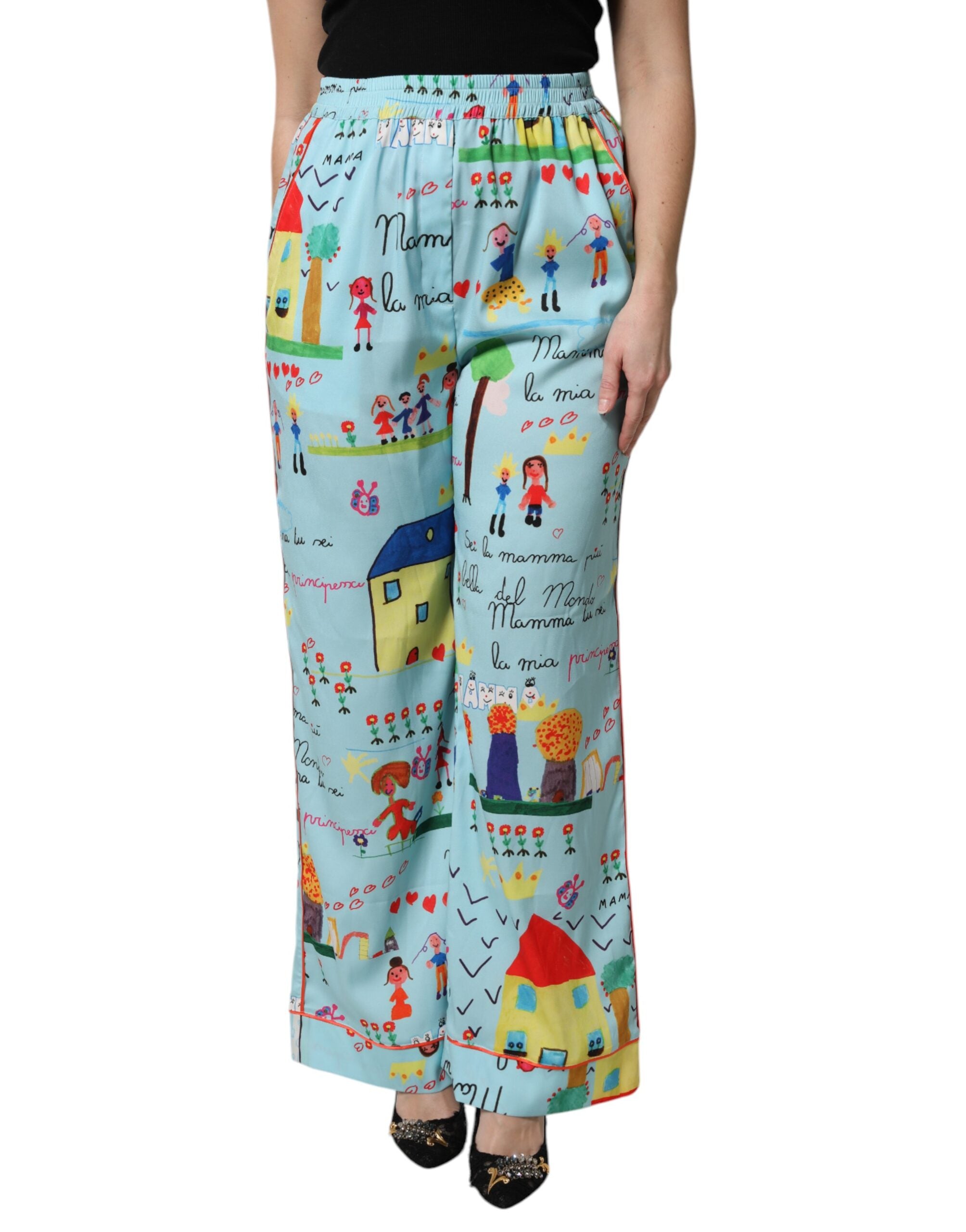 Pantalons Dolce & Gabbana dessin bleu clair