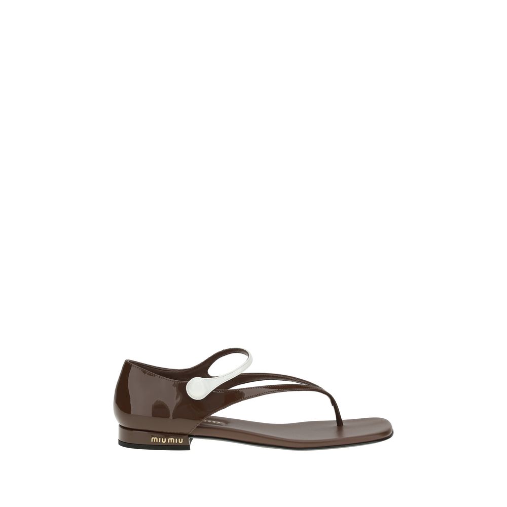 Sandales Miu Miu en cuir verni noires