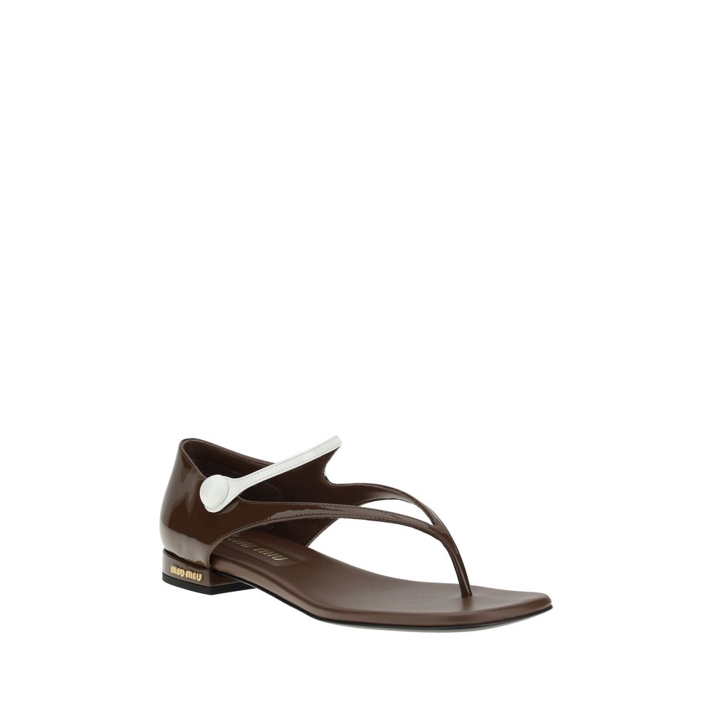 Sandales Miu Miu en cuir verni noires