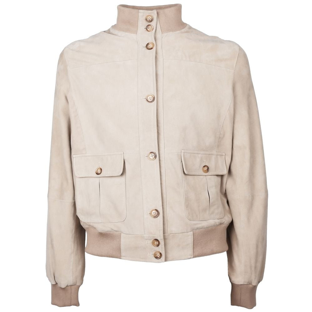 Veste Emilio Romanelli en cuir beige