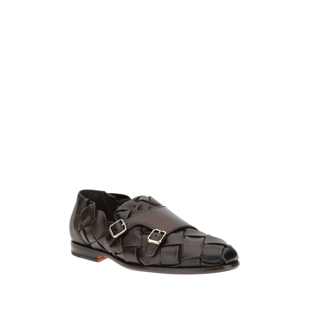 Loafers Santoni Woven Weave noirs