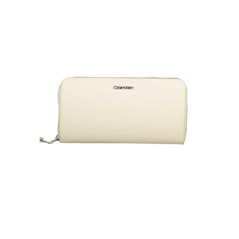 Portefeuille beige avec logo