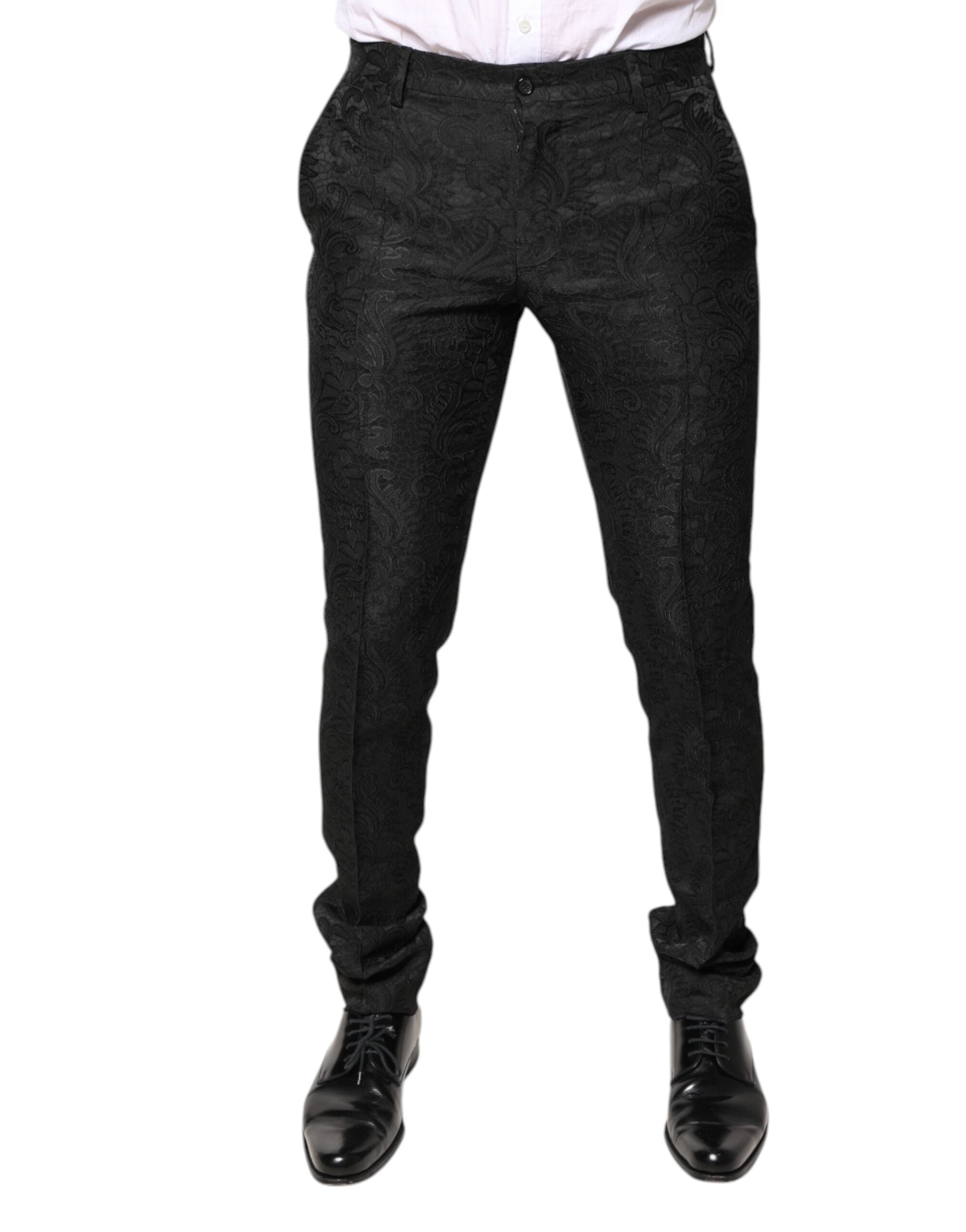 Pantalon DOLCE & GABBANA Jacquard floral noir