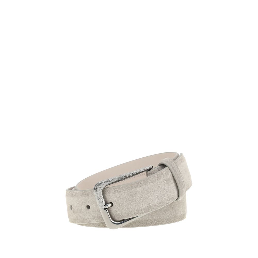 Ceinture Brunello Cucinelli en cuir taupe