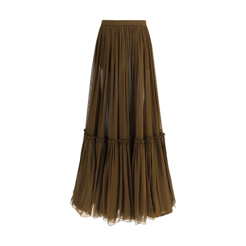 Jupe longue Saint Laurent brun
