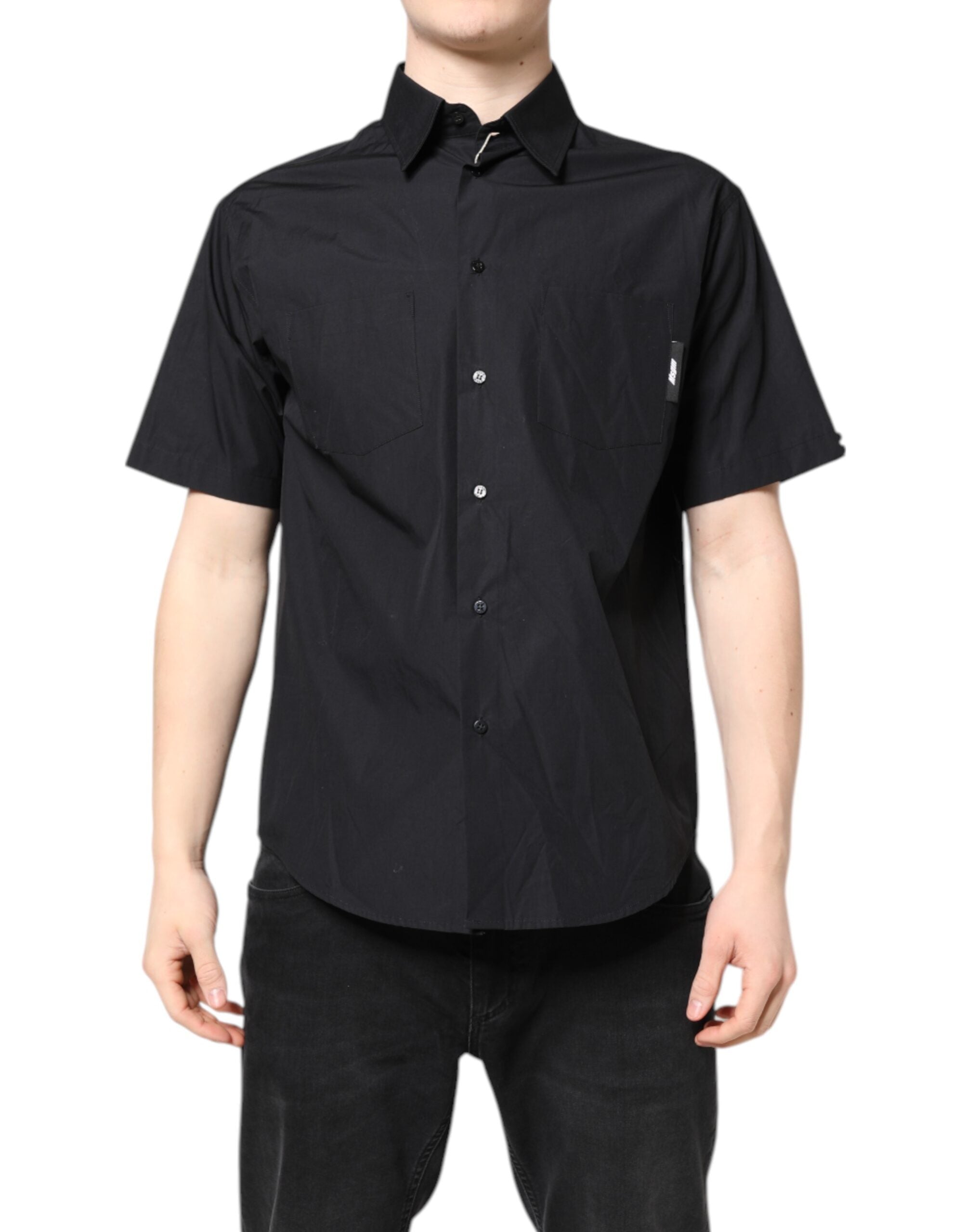 Chemise MSGM collier courte noire
