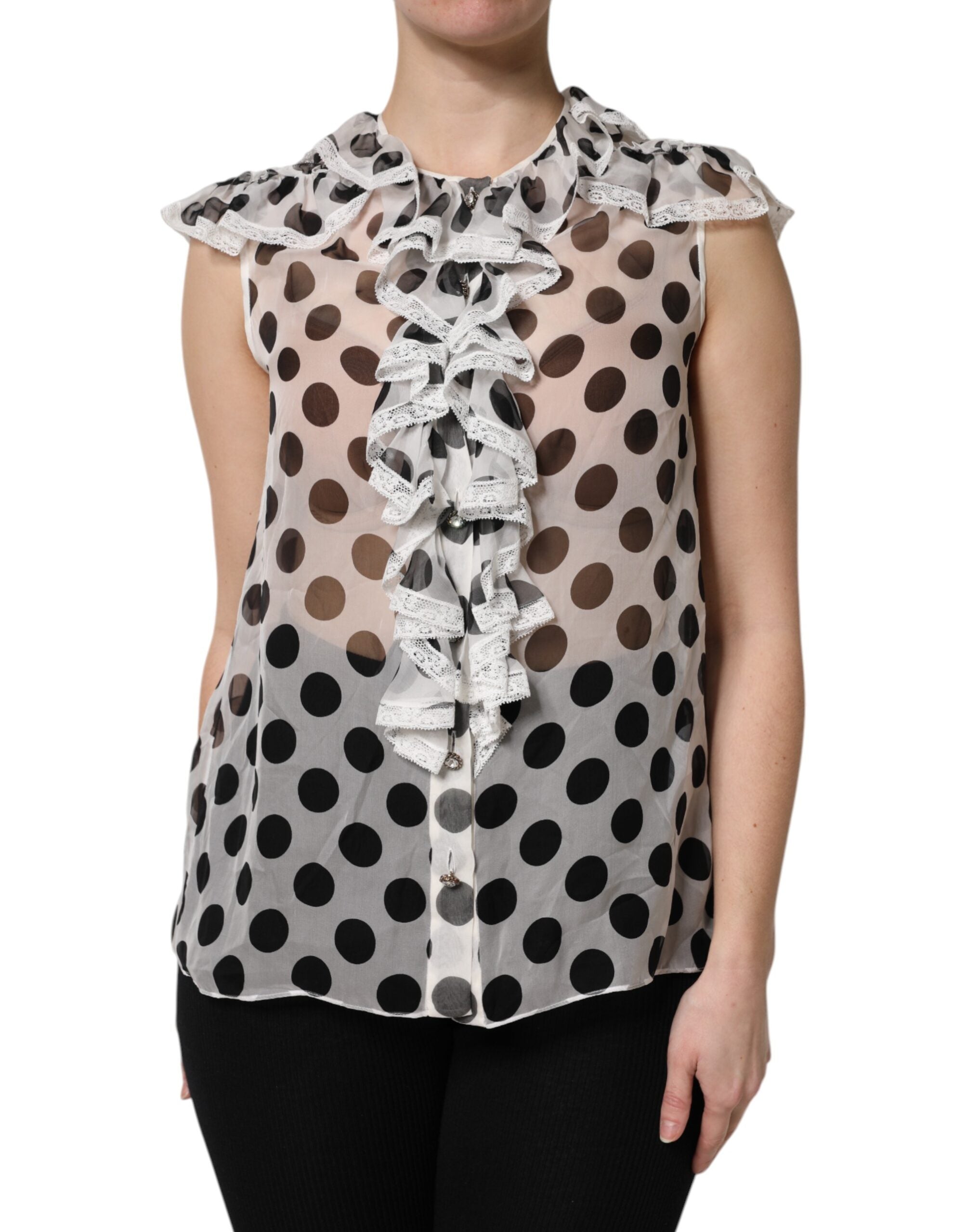 Blouse Dolce & Gabbana sans manches blanche et noire