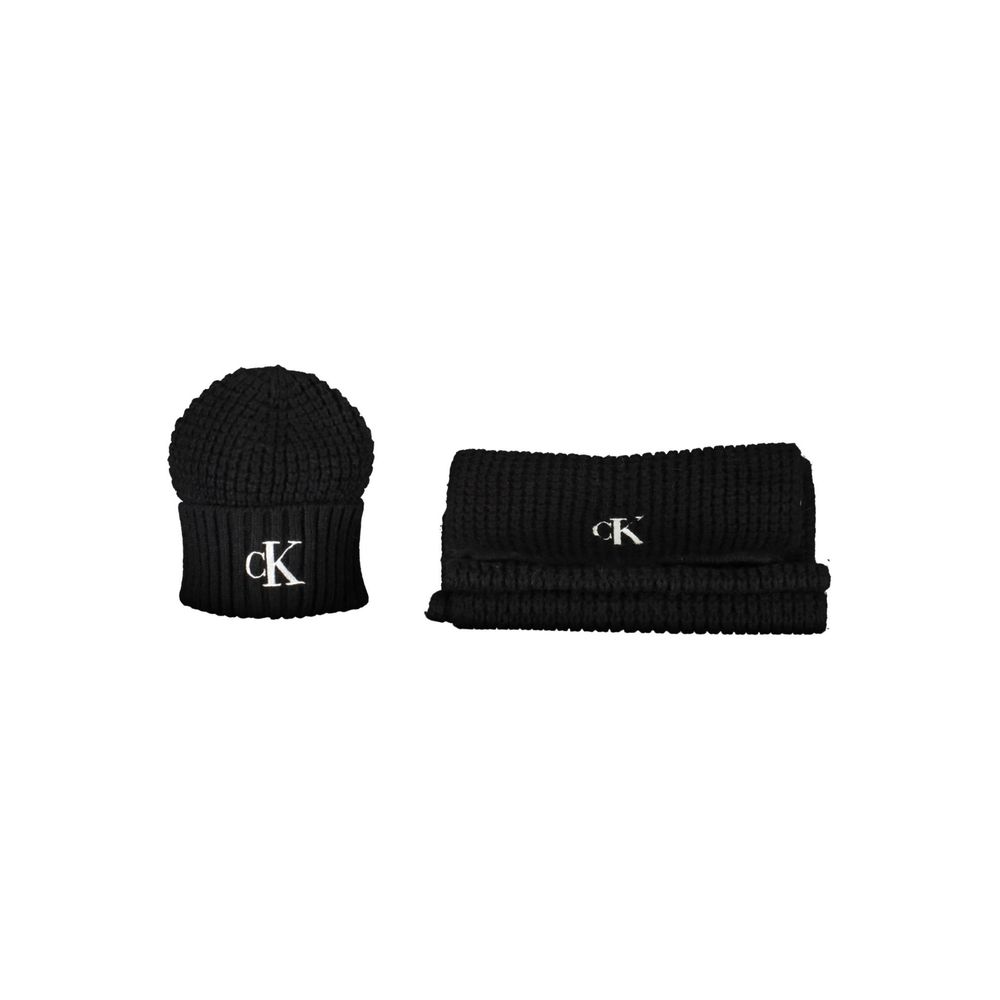 Écharpe et bonnet Calvin Klein noirs