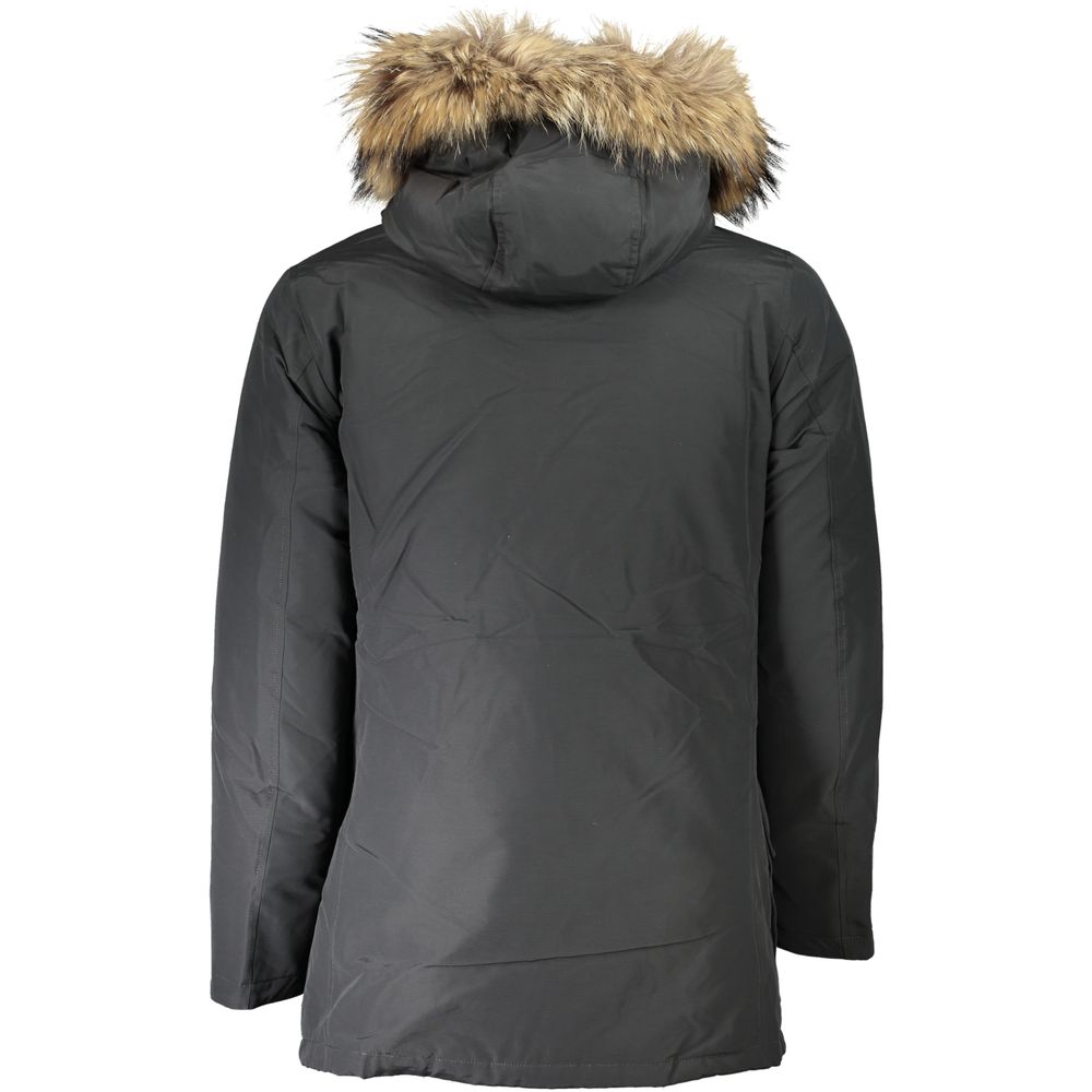 Parka grise avec capuche et fourrure