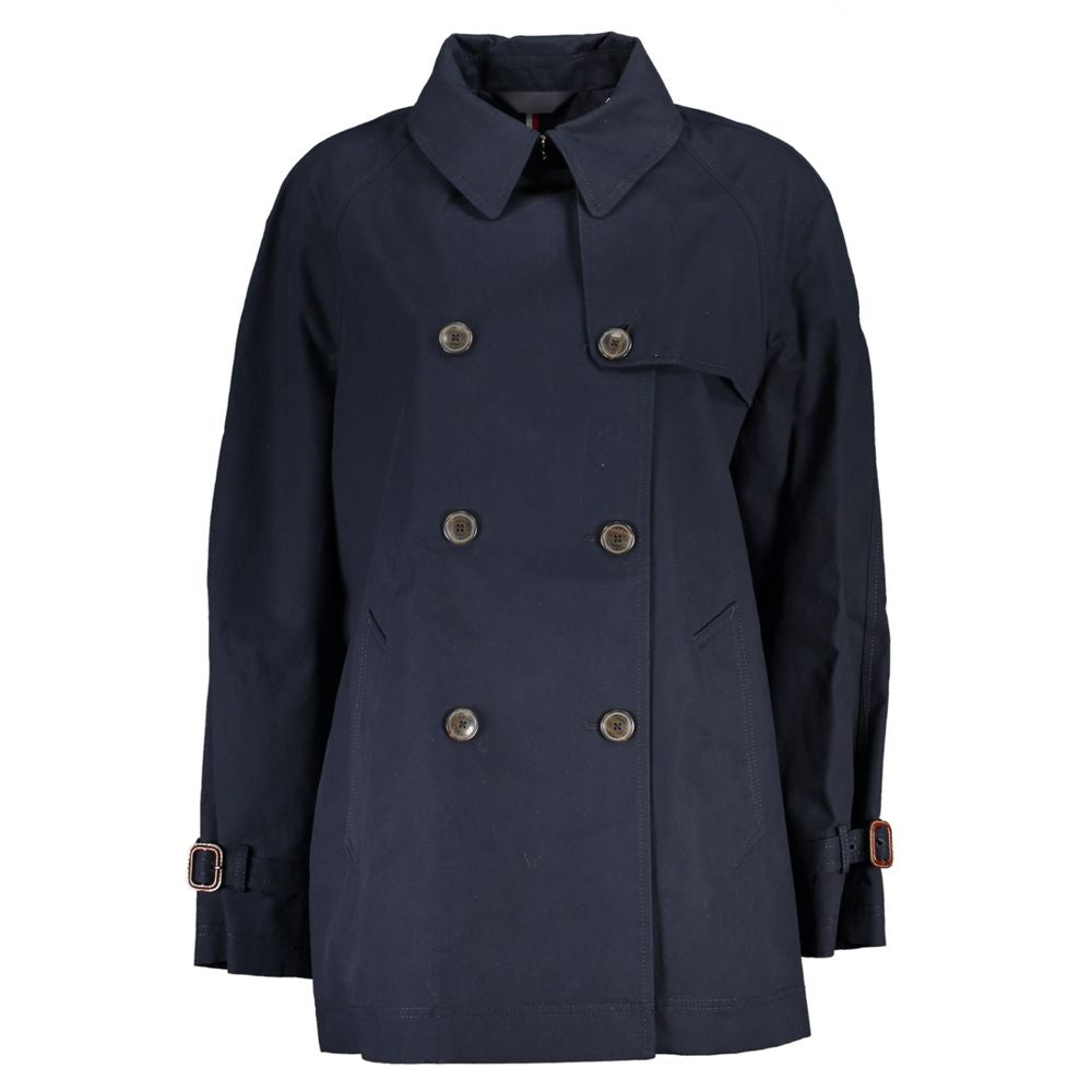 Trench coat Manteau Blue Long Sleeve bleu