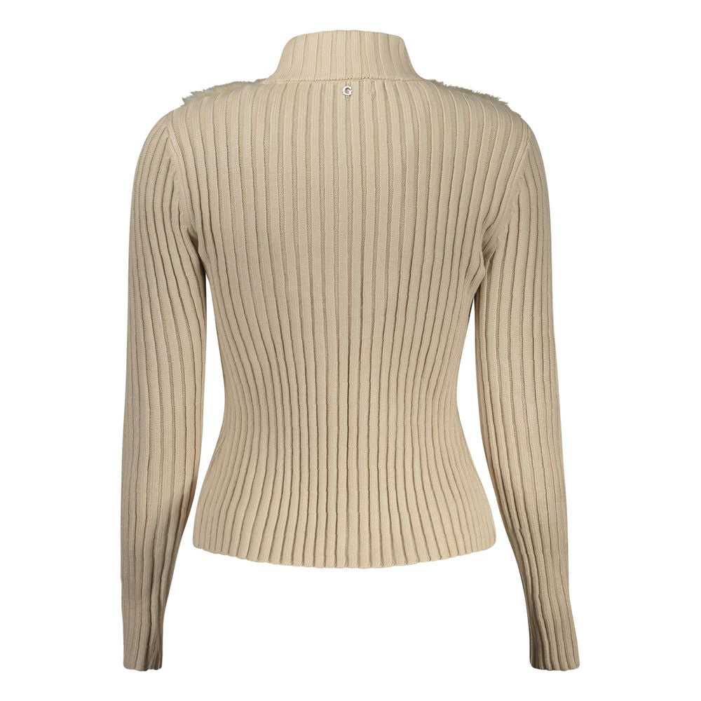 Cardigan beige à zip beige