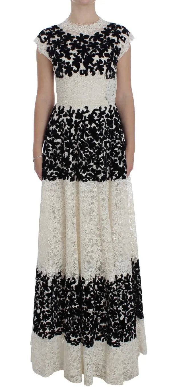 Robe maxi Dolce & Gabbana floral noir et blanc Dolce & Gabbana