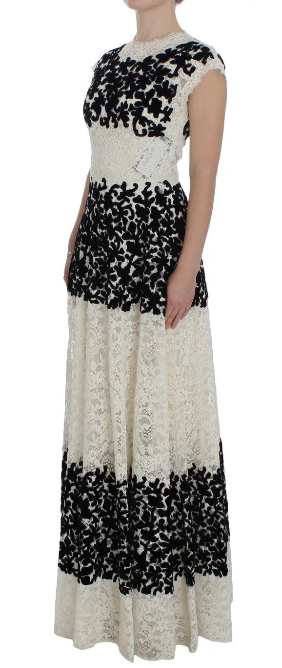 Robe maxi Dolce & Gabbana floral noir et blanc Dolce & Gabbana