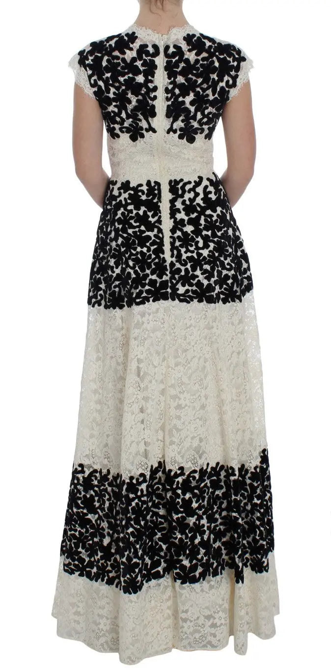 Robe maxi Dolce & Gabbana floral noir et blanc Dolce & Gabbana