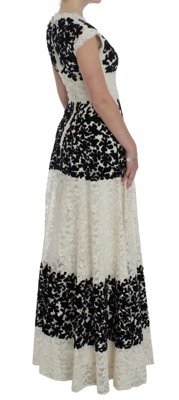 Robe maxi Dolce & Gabbana floral noir et blanc Dolce & Gabbana