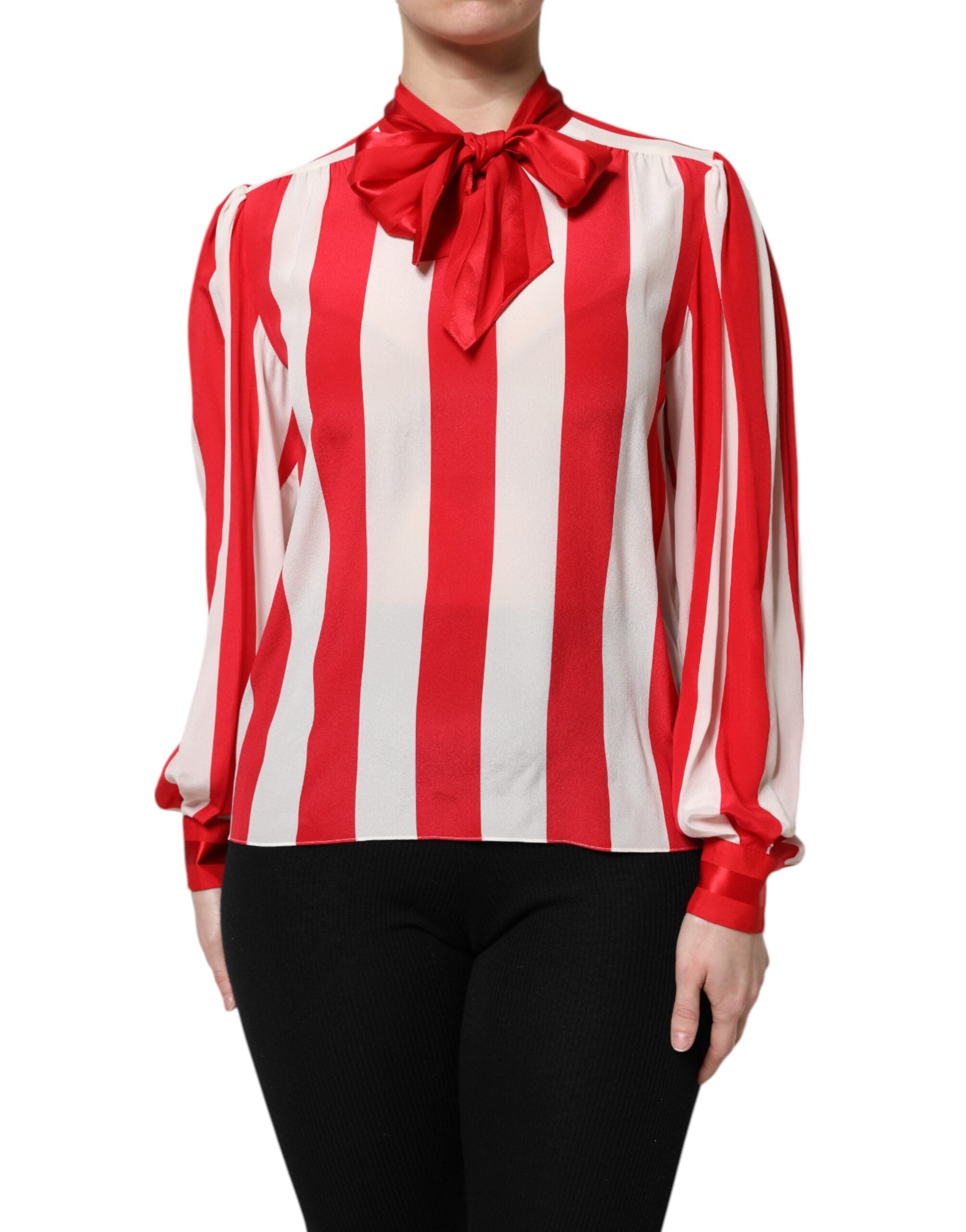 Blouse Dolce & Gabbana à col ascot rouges et blancs